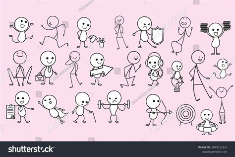 Hand Drawn Stickman Collection Vector Illustration Stock Vector