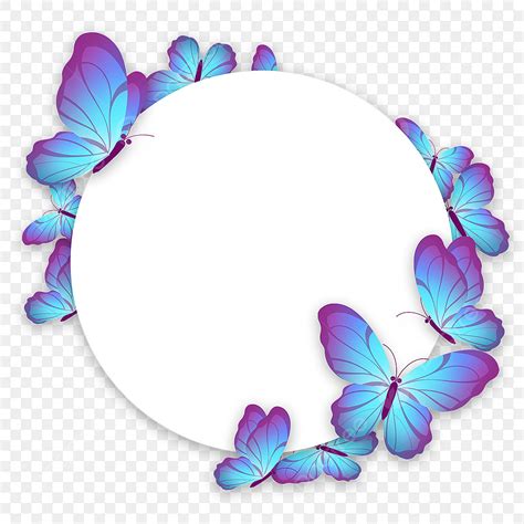Borde Redondo De Mariposa Azul Degradado Png Dibujos Marco Mariposa