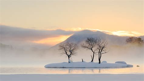 Misty Morning Scene At Lake Hibara Yama Gun Fukushima Prefecture