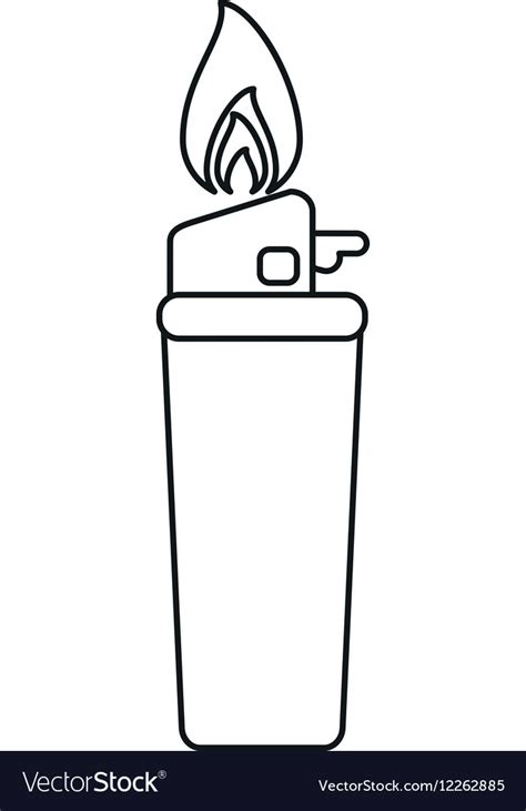 Gas Lighter Flame Icon Line Royalty Free Vector Image