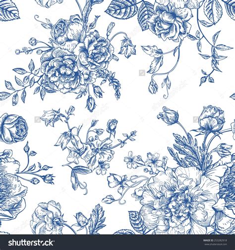 Blue And White Floral Pattern Sanderson Wallpaper Pillemont