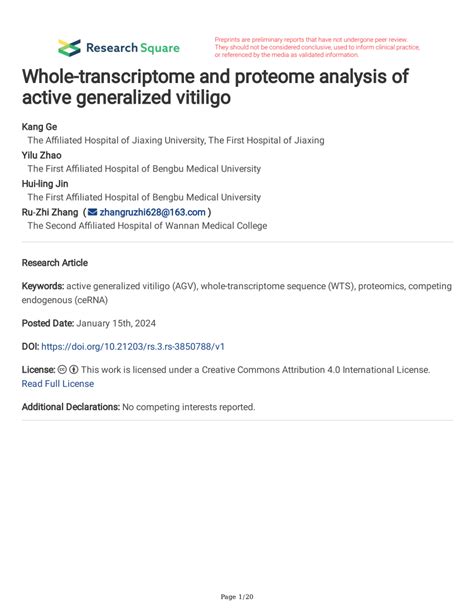 Pdf Whole Transcriptome And Proteome Analysis Of Active Generalized