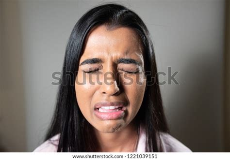 Ethnic Woman Screaming Crying Panic Studio Stock Photo 1221039151