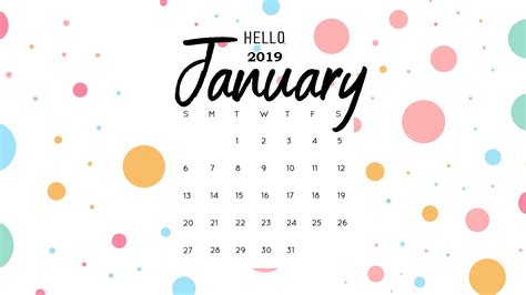 Desain kalender 2021 halaman 2. Hello January 2019 Calendar Wallpaper | Calendar wallpaper
