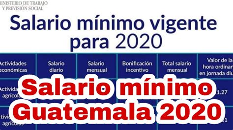 Estas son las fracciones que corresponden al salario mínimo en 2020, y las horas extras según el caso, también puede usar nuestra herramienta. SALARIO MÍNIMO GUATEMALA 2020 - YouTube