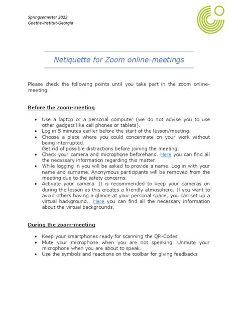 Netiquette For Zoom Eng Pdf