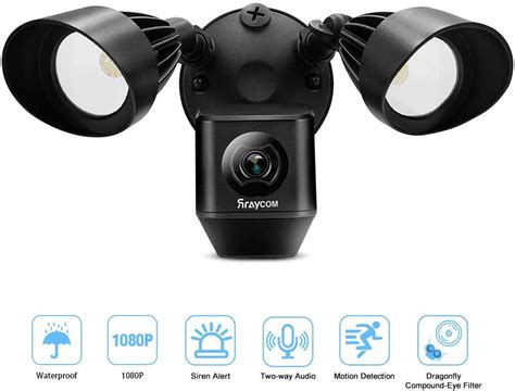 Rraycom Floodlight Camera With Motion Sensor Light 1080p Hd Wireless