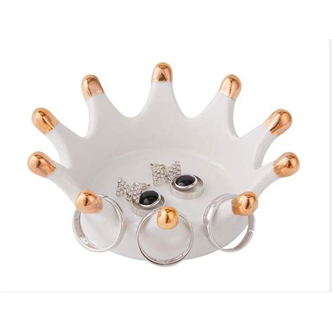 Ceramic Crown Ring Holder Small Jewelry Rack Rings Bracelets Earrings
