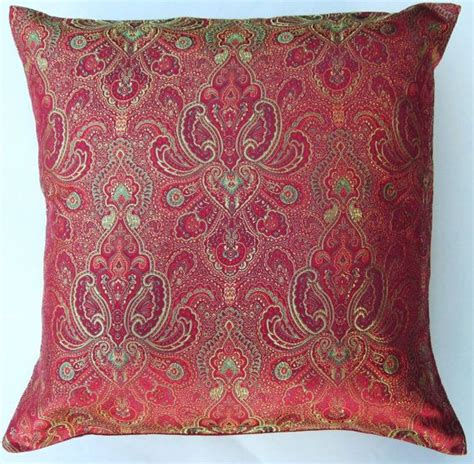 Red And Gold Throw Pillow Cover Satin Brocade By Sassypillows Gold