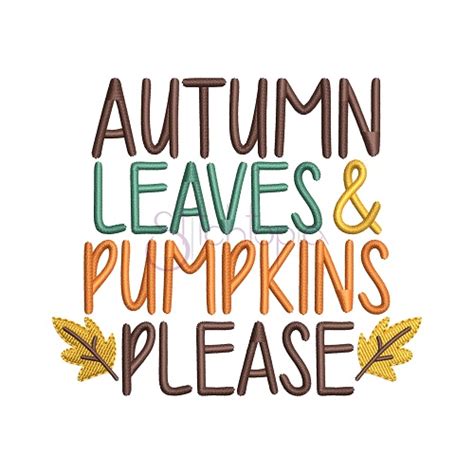 Autumn Leaves And Pumpkins Please Embroidery Design 2 Stitchtopia