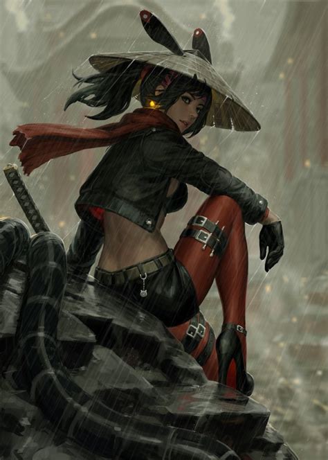 Samurai Girl In The Rain Original Anime Character 20