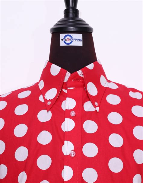 Mod Shirt Large Red Polka Dot Shirt For Men Etsy