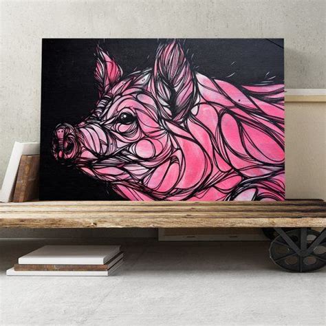 Pig Artwork Graphic Art On Canvas Big Box Art Size 70cm H X 100cm W