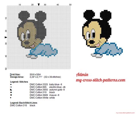 Disney Baby Mickey Mouse Small Cross Stitch Pattern Free Cross Stitch