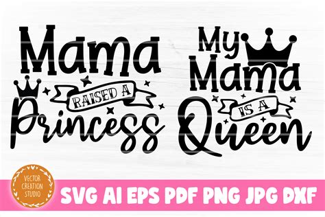 Embellishments Materials Mother Daughter Matching Svg Bundle Mama Queen