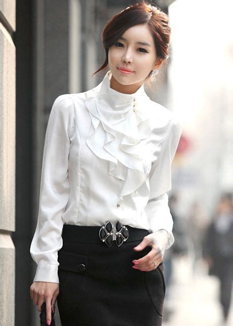 laconic mandarin collar puff sleeve ruffle long sleeve blouse white shirts women fashion