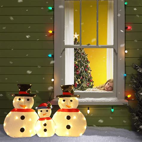 Drdudu Set Of 3 Christmas Led Lighted Snowman Decoration For Indoor