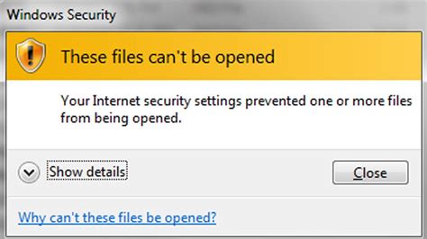Your Internet Security Settings Prevented One Or More Files From Being
