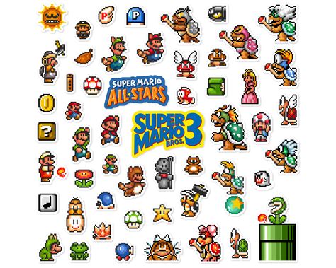 Super Mario Bros 3 Super Mario All Stars Snes Sticker Set 53 Etsy