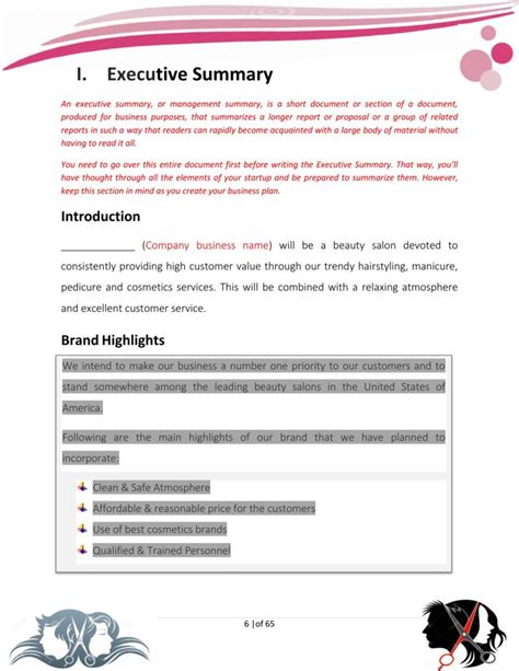 Hair Salon Business Plan Template Sample Pages Black Box