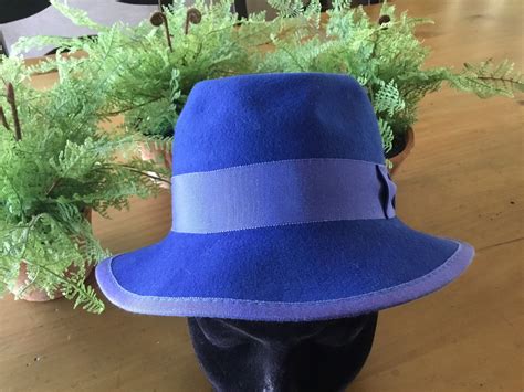 Royal Blue Felt Hat With Grosgrain Ribbon Etsy Denmark