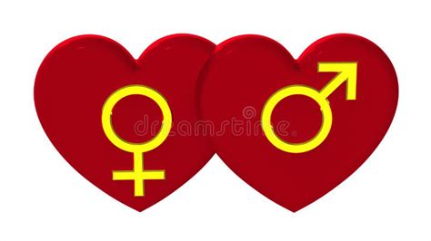 Mannelijke En Vrouwelijke Geslachtssymbolen Met Harten Stock Illustratie Illustration Of