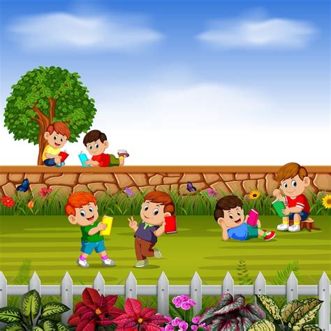 Happy Children Play Together Vector Premium Download