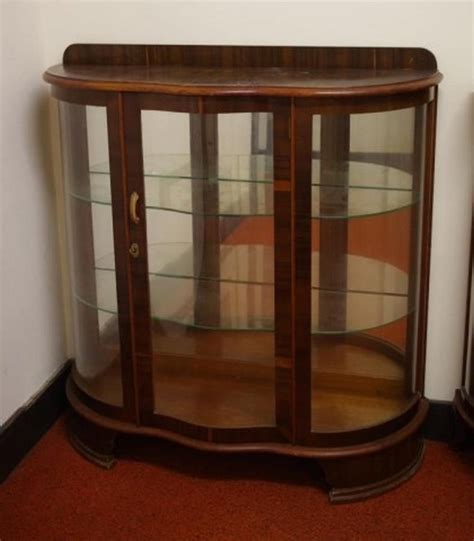 Vintage Curved Glass Display Cabinet With Mirror Back Cabinets Display Furniture