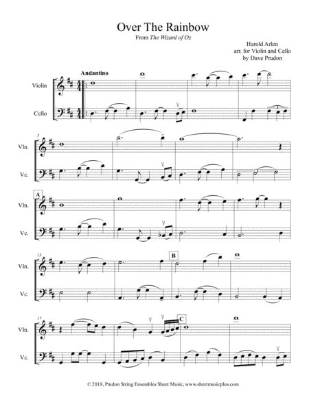 Over The Rainbow For Violin And Cello Free Music Sheet