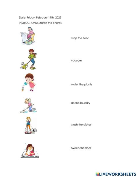 Match The House Chores Worksheet Live Worksheets