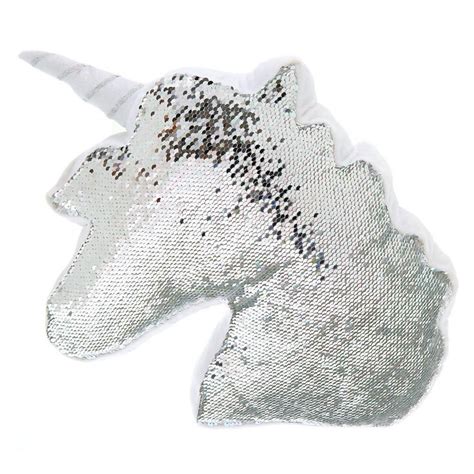 Reversible Sequin Unicorn Pillow White Claires