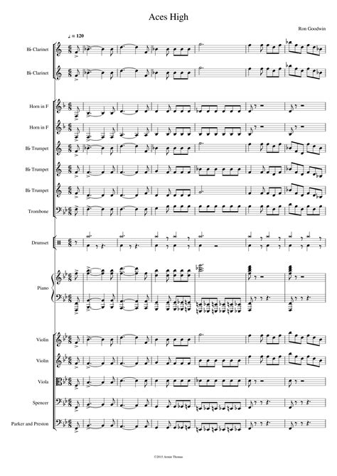 Aces High March From Battle Of Britain Sheet Music For Clarinet Piano