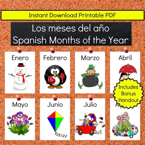 Months Of The Year Spanish Chart Learning Spanish Months In A Year