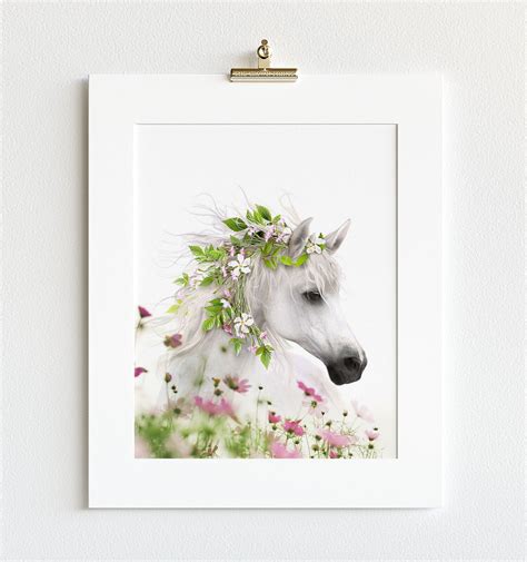 Horse With Flower Crown And Wildflowers Print The Crown Prints