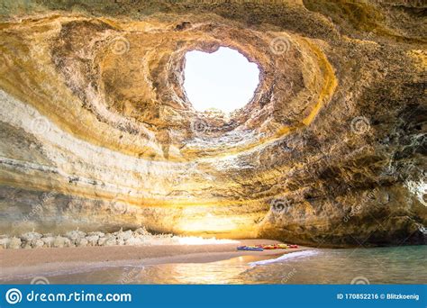 Benagil Sea Cave On Praia De Benagil Portugal Stock Photo