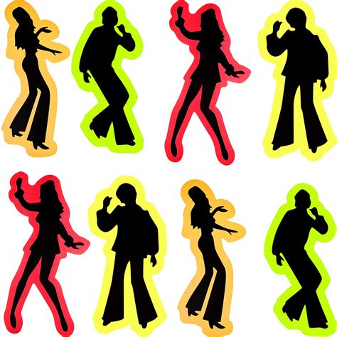 Buy 12 Pieces Retro 70s Silhouettes Dance Silhouettes Cutouts Disco