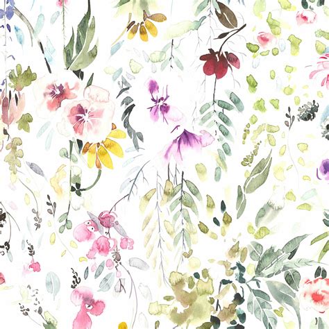 Meadow Floral Wallpaper | Floral wallpaper, Watercolor floral nursery, Floral wallpaper nursery