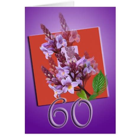 60th Happy Birthday Card Purple Flower Zazzle
