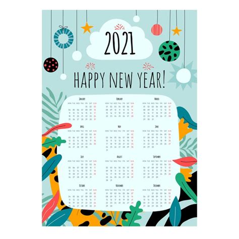 2021 Wallpaper Calendar Templates Colorful Desktop