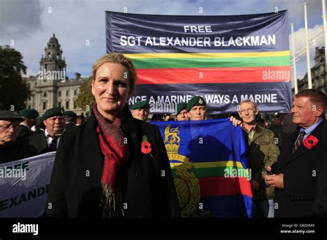 claire blackman the wife of sergeant alexander blackman attends a rally in parliament square