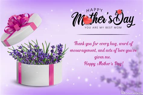 Happy Mothers Day Wishes Card With Lavender T Box