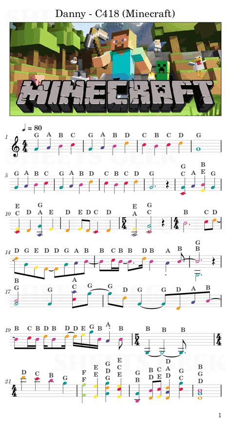 Danny C418 Minecraft Easy Sheet Music