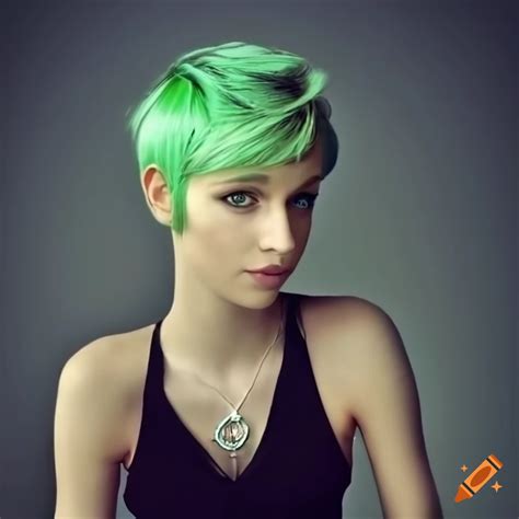 Fashionable French Girl With Pixie Haircut