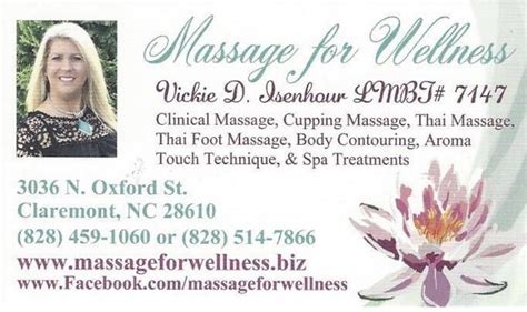 Newly Designed Cards For Vickie Isenhour At Massage For Wellness Claremont Nc Cupping Massage