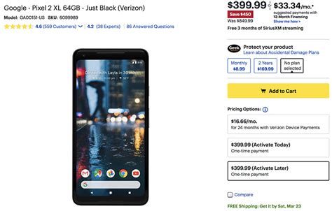 Deal Verizon Pixel 2 Xl Is A Straight 399 At Best Buy 450 Off No