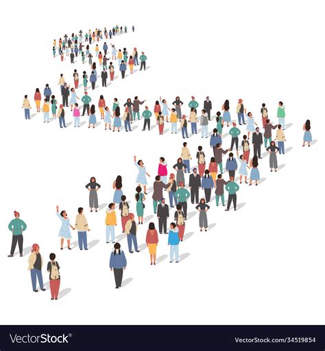 Large Group People Standing In Line Flat Vector Image