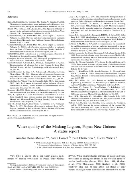 Pdf Water Quality Of The Madang Lagoon Papua New Guinea A Status