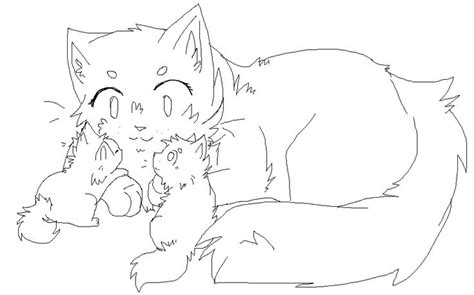 Mother And Kits Lineart New Warrior Cat Drawings Cats Art Drawing