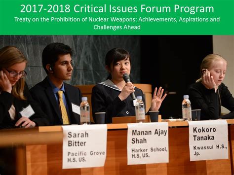 The Critical Issues Forum Global Disarmament And Nonproliferation Education For High School
