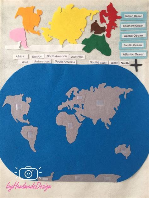 Montessori Felt World Mapworld Map With Continent And Oceangeography